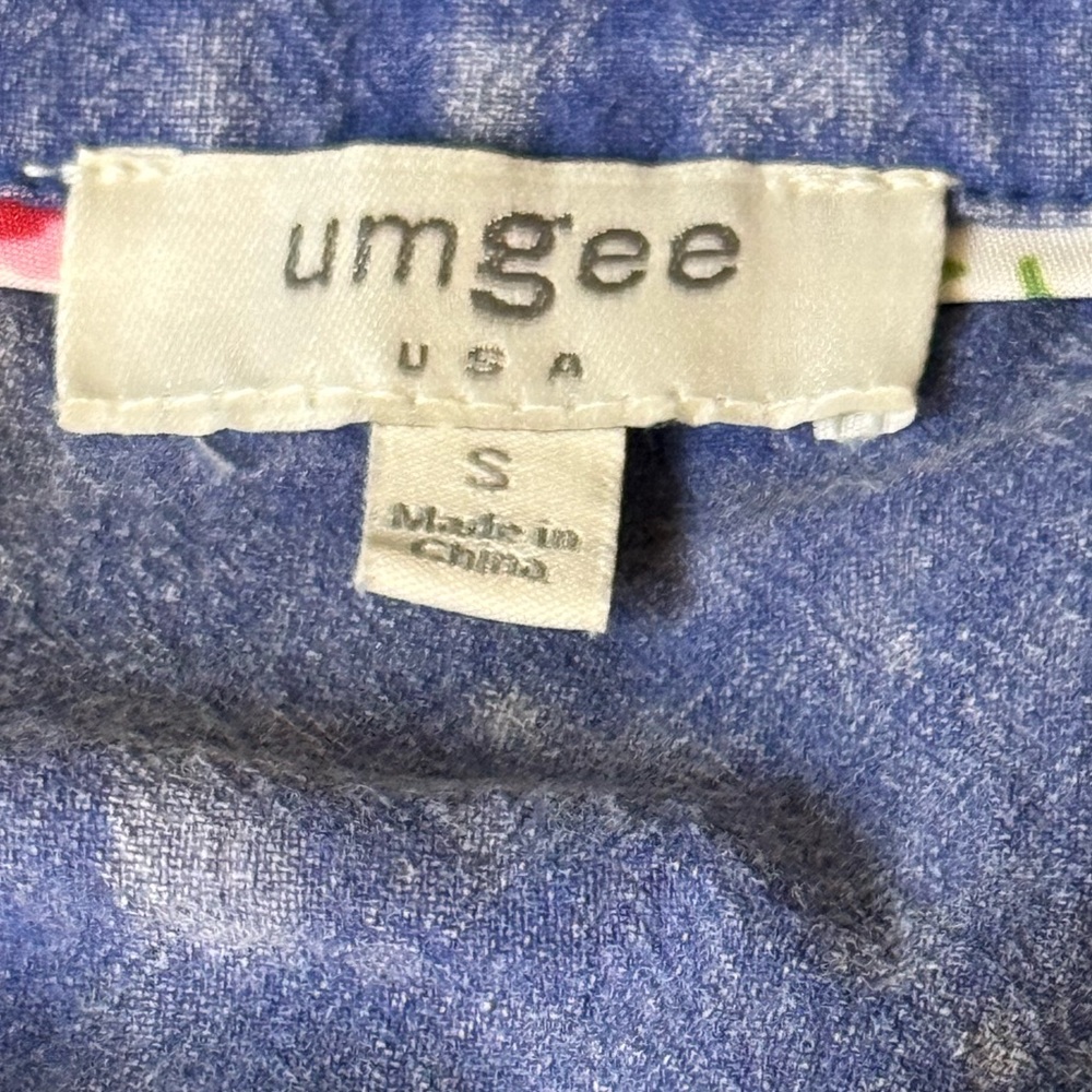 Umgee Mineral Wash Blue Denim Ruffle Puffed Sleeve Babydoll Dress - S - Picture 5 of 9